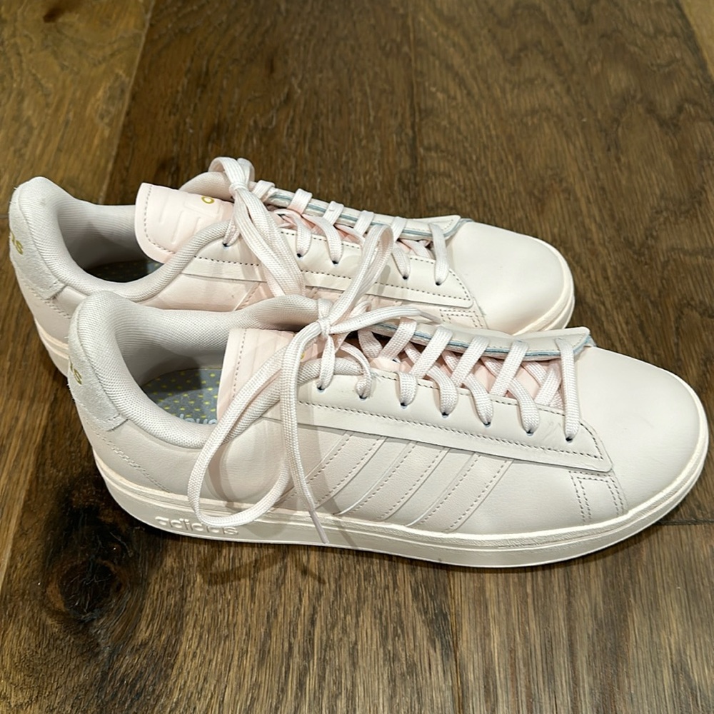 Adidas pale pink shoes in leather